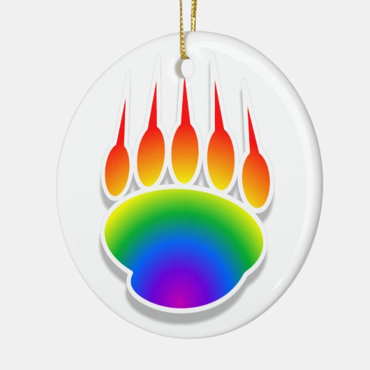 Rainbow Bear Paw Print Keramikornament (Links)