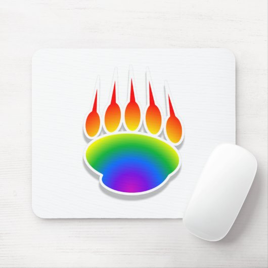 Rainbow Bear Paw Print Mousepad (Mit Mouse)