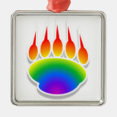 Rainbow Bear Paw Print Ornament Aus Metall (Vorne)