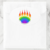 Rainbow Bear Paw Print Ovaler Aufkleber (Tasche)
