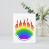 Rainbow Bear Paw Print Postkarte (Stehend Vorderseite)