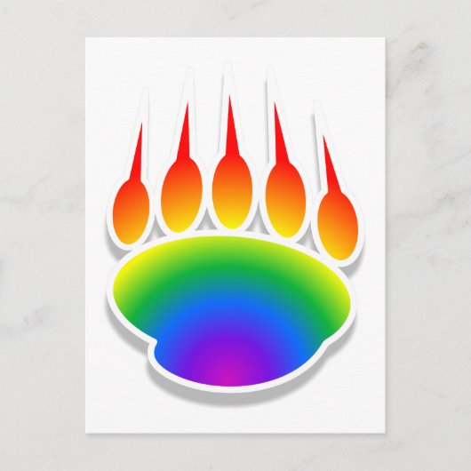 Rainbow Bear Paw Print Postkarte (Vorderseite)