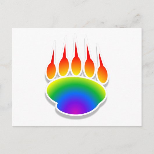 Rainbow Bear Paw Print Postkarte (Vorderseite)