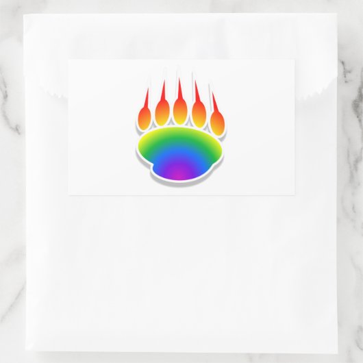 Rainbow Bear Paw Print Rechteckiger Aufkleber (Tasche)