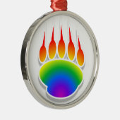Rainbow Bear Paw Print Silbernes Ornament (Rechts)