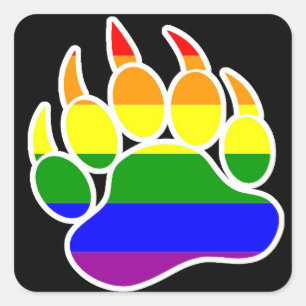 Rainbow Bear Paw Quadrat - Aufkleber
