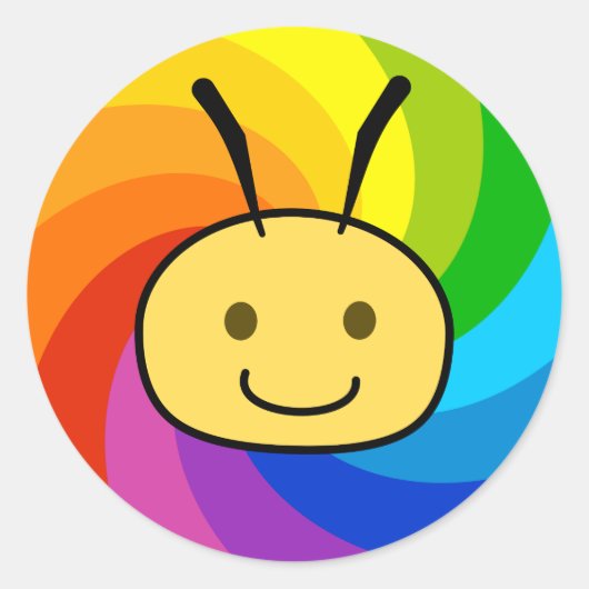 Rainbow Bee Runder Aufkleber (Vorderseite)