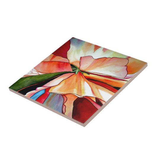 Rainbow Begonia Blume Aquarellkunst Fliese (Seite)