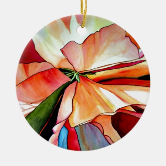 Rainbow Begonia Blume Aquarellkunst Keramik Ornament (Vorne)