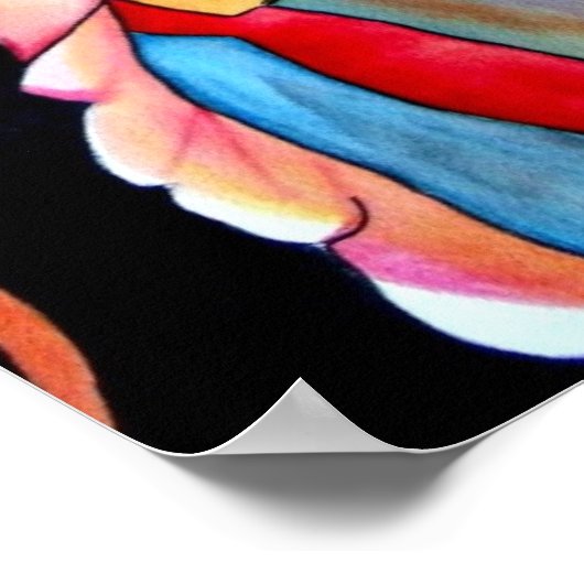 Rainbow Begonia Blume Aquarellkunst Poster (Ecke)