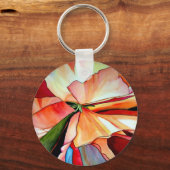 Rainbow Begonia Blume Aquarellkunst Schlüsselanhänger (Vorderseite)