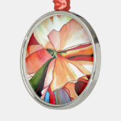 Rainbow Begonia Blume Aquarellkunst Silbernes Ornament (Links)