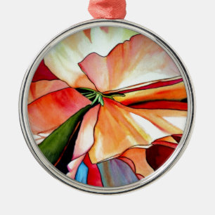 Rainbow Begonia Blume Aquarellkunst Silbernes Ornament