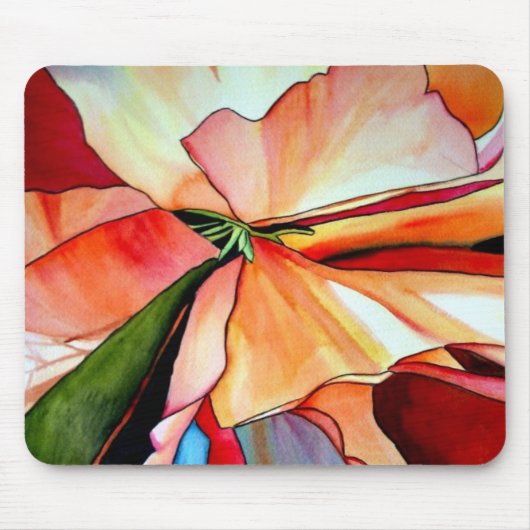 Rainbow Begonia original Aquarellkunst Blume Mousepad (Vorne)