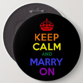 Rainbow Behielt Calm und heiraten weiter Button (Vorne & Hinten)