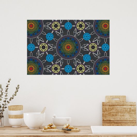 Rainbow Bicycle Mandala Array Poster (Küche)