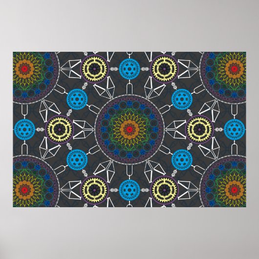 Rainbow Bicycle Mandala Array Poster (Vorne)