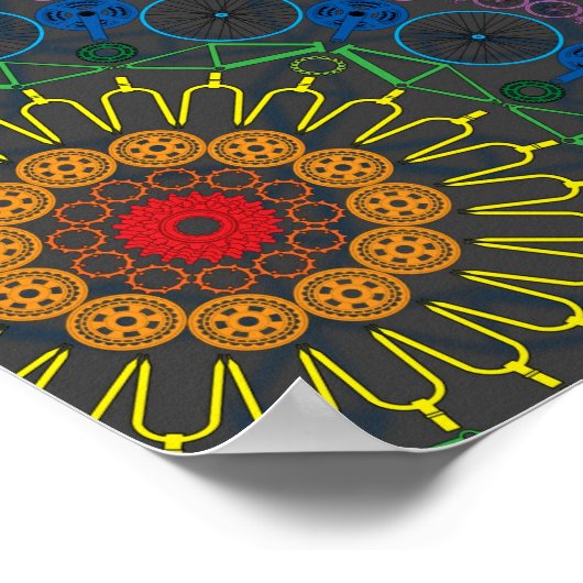Rainbow Bicycle Mandala Array Poster (Ecke)