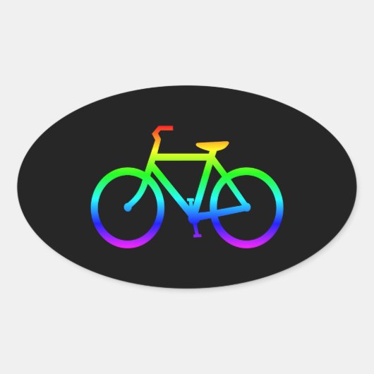 Rainbow Bicycle Ovaler Aufkleber (Vorderseite)