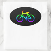 Rainbow Bicycle Ovaler Aufkleber (Tasche)