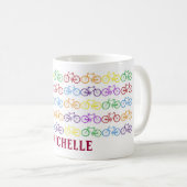 Rainbow Bicyclist Name Personalized Mug Kaffeetasse (VorderseiteRechts)