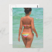Rainbow Bikini Girl Foto Postkarte (Vorne/Hinten)