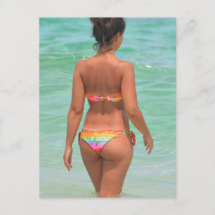 Rainbow Bikini Girl Foto Postkarte