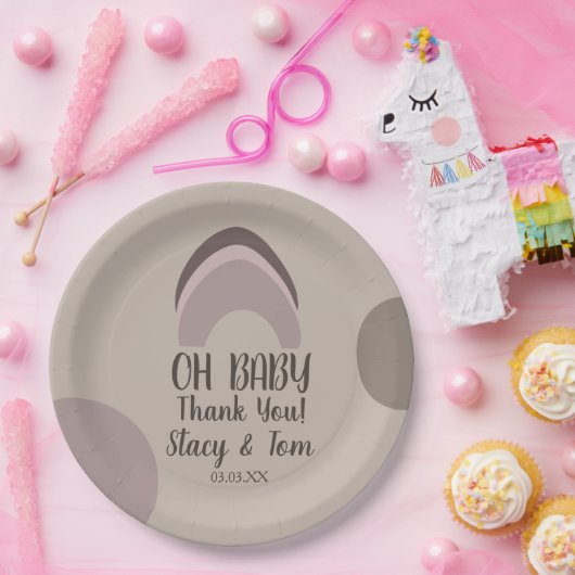 Rainbow Bio Formen Bohemische Babydusche Dank Pappteller (Party)