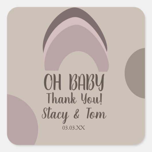 Rainbow Bio Formen Bohemische Babydusche Dank Quadratischer Aufkleber (Vorderseite)