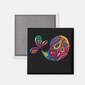 Rainbow Bird Black Magnet (Vorderseite/Rückseite)