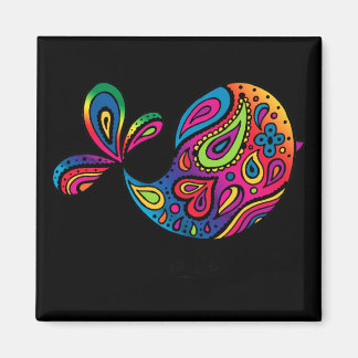 Rainbow Bird Black Magnet