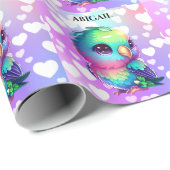 Rainbow Bird & Hearts Personalisiert Geschenkpapier (Rolleneckpunkt)