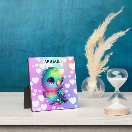 Rainbow Bird & Hearts Pop Art Fotoplatte (InSitu)