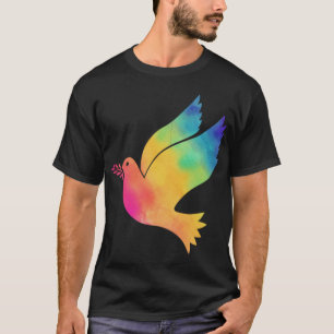 Rainbow Bird Peace Sign Gefärbte Krawatte Pattern  T-Shirt