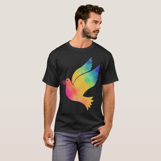 Rainbow Bird Peace Sign Gefärbte Krawatte Pattern T-Shirt (Vorne ganz)