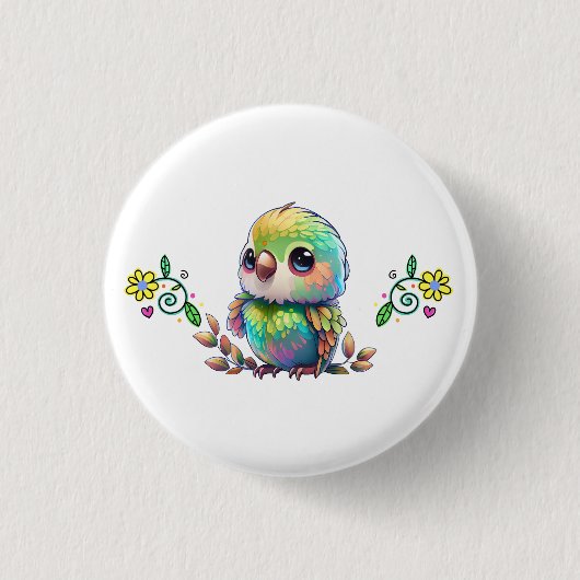 Rainbow Bird und Blume Button (Vorderseite)