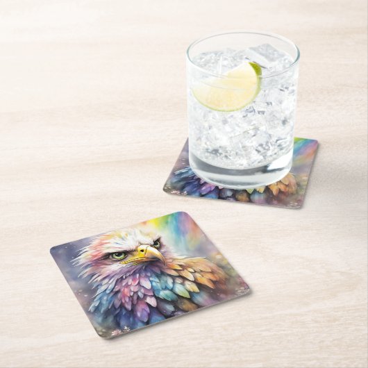 Rainbow Birds Adler 2 Rechteckiger Pappuntersetzer (Vor Ort)