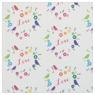 Rainbow Birds Blume Herz Liebe Stoff