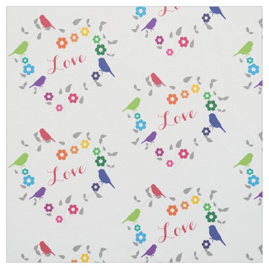 Rainbow Birds Blume Herz Liebe Stoff (Muster)