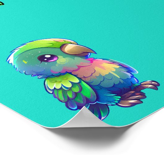 Rainbow Bird's & Blume Personalisiert Poster (Ecke)