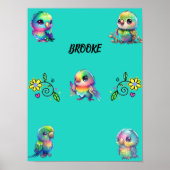 Rainbow Bird's & Blume Personalisiert Poster (Vorne)