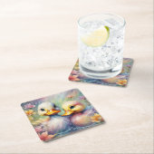 Rainbow Birds Duck 1 Rechteckiger Pappuntersetzer (Vor Ort)