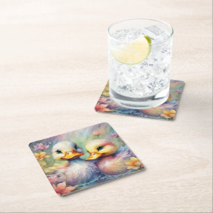 Rainbow Birds Duck 1 Rechteckiger Pappuntersetzer