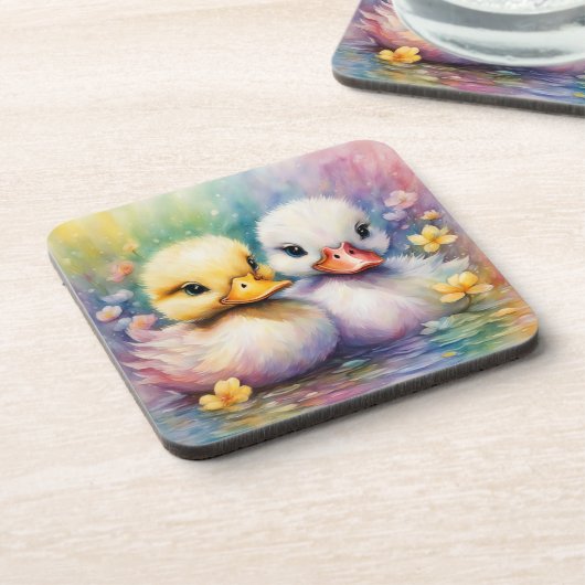 Rainbow Birds Duck 2 Getränkeuntersetzer (Linke Seite)