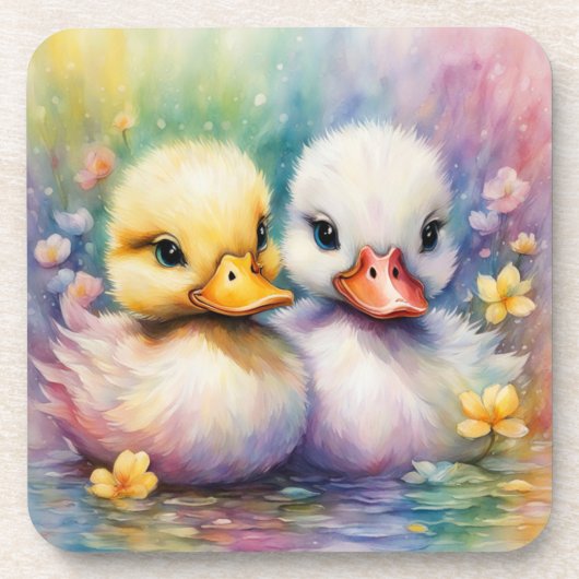 Rainbow Birds Duck 2 Getränkeuntersetzer (Vorderseite)