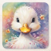 Rainbow Birds Duck 3 Rechteckiger Pappuntersetzer (Vorderseite)