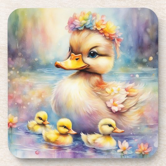 Rainbow Birds Duck 5 Getränkeuntersetzer (Vorderseite)