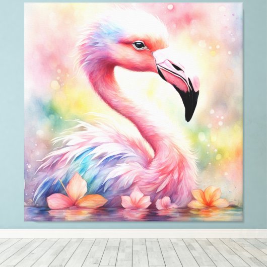 Rainbow Birds Flamingo 1 Leinwanddruck (Insitu (Holzboden))