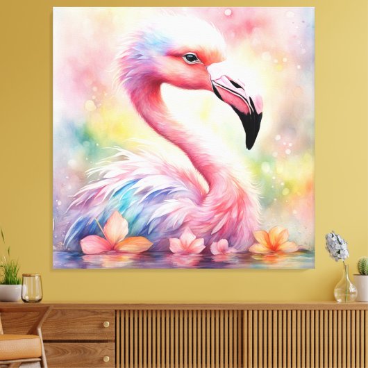 Rainbow Birds Flamingo 1 Leinwanddruck (Insitu (Wohnzimmer))