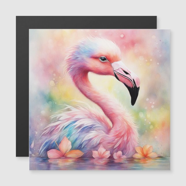 Rainbow Birds Flamingo 1 Magnetkarte (Vorne/Hinten)